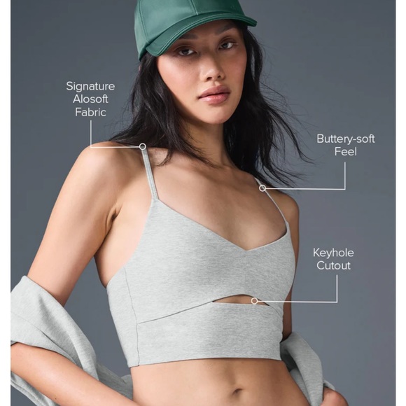 ALO YOGA | Alosoft Highlight Bra Size M Tank Athletic Color Heather Grey - Picture 9 of 12